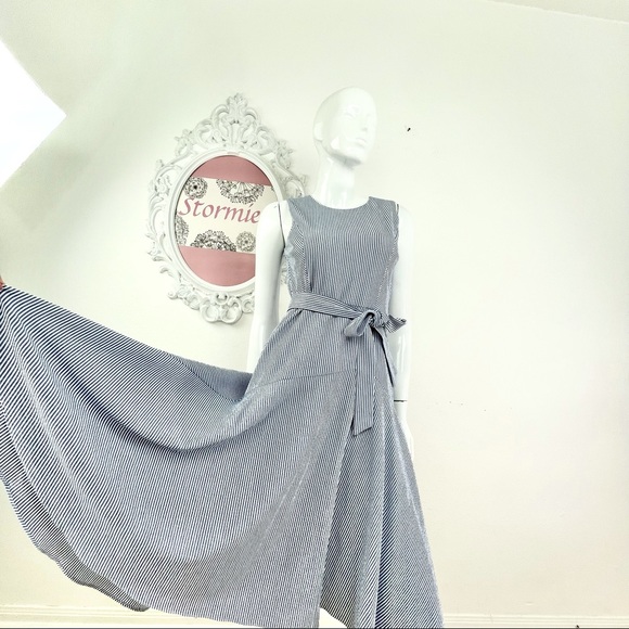 Calvin Klein/Blue White HiLow Midi Sleeveless - Picture 7 of 11